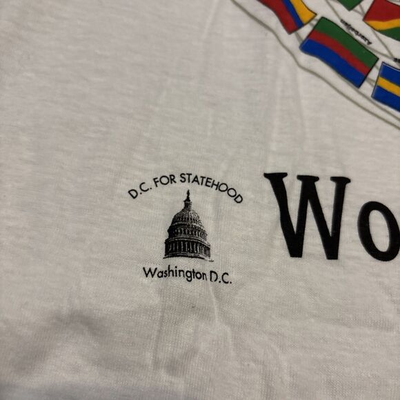 Vintage 1990s Washington DC T-Shirt World Class City Country Flags XL Statehood - Picture 5 of 11
